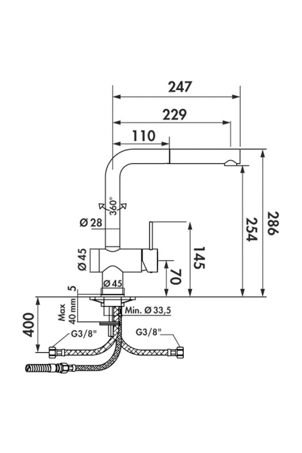 LUISINA RCD214DO sink mixer with pull-out spout | Made in Italy |