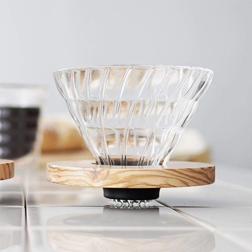 HARIO | V60 橄欖木 耐熱玻璃咖啡濾杯 Olive Wood Glass Coffee Dripper | Made in Japan
