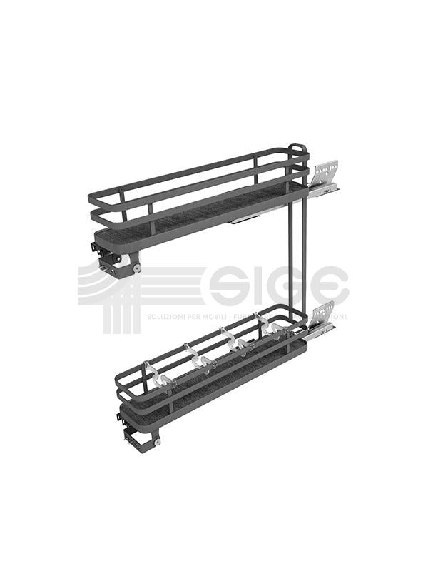 SIGE 002M 150/200mm soft-closing solid base pull-out baskets 緩衝關閉 全拉出式窄拉籃 | Made in Italy |