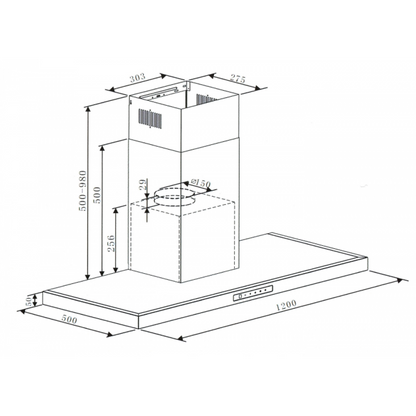 UK GARWOODS HT-51200S 1200mm Chimney rangehood 1000m³/h 英國樂思 1200mm 煙囪式油煙機 | 廚房電器 | 家電 |