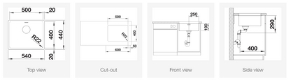 BLANCO Andano 500mm Stainless Steel Kitchen Sink 德國製造直角方形不銹鋼星盆 | Made in Germany | 廚房配件 | 櫥柜  |