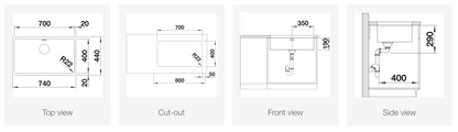 BLANCO Andano 700mm Stainless Steel Sink 德國製造直角方形不銹鋼星盆 | Made in Germany |