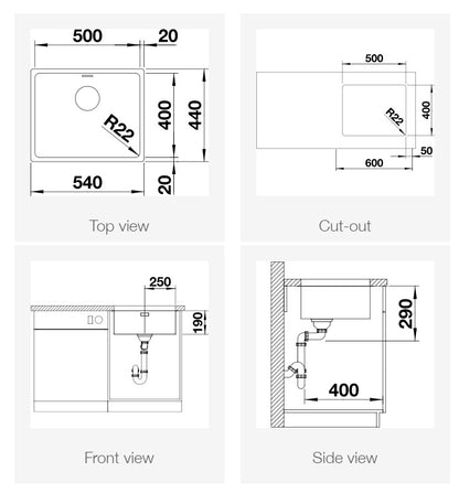BLANCO ANDANO 500-U Square Stainless steel sink Promotional Package 德國製造Blanco ANDANO直角方形不銹鋼星盆 500-U 優惠套裝 | Made in Germany |