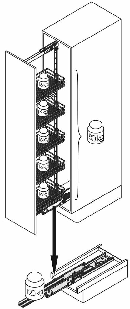 VAUTH-SAGEL soft-closing kitchen tall pull out kitchen basket 緩衝關閉高深拉籃 | Made in Germany | 廚房配件 | 櫥柜  | 拉籃 |