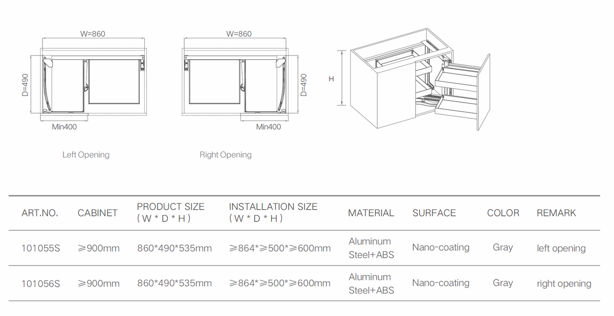 【DIRECT FROM FACTORY】Kitchen magic corner basket pull-out 廚柜方型轉角拉籃 | 廚房配件 | 櫥柜  | 拉籃 |