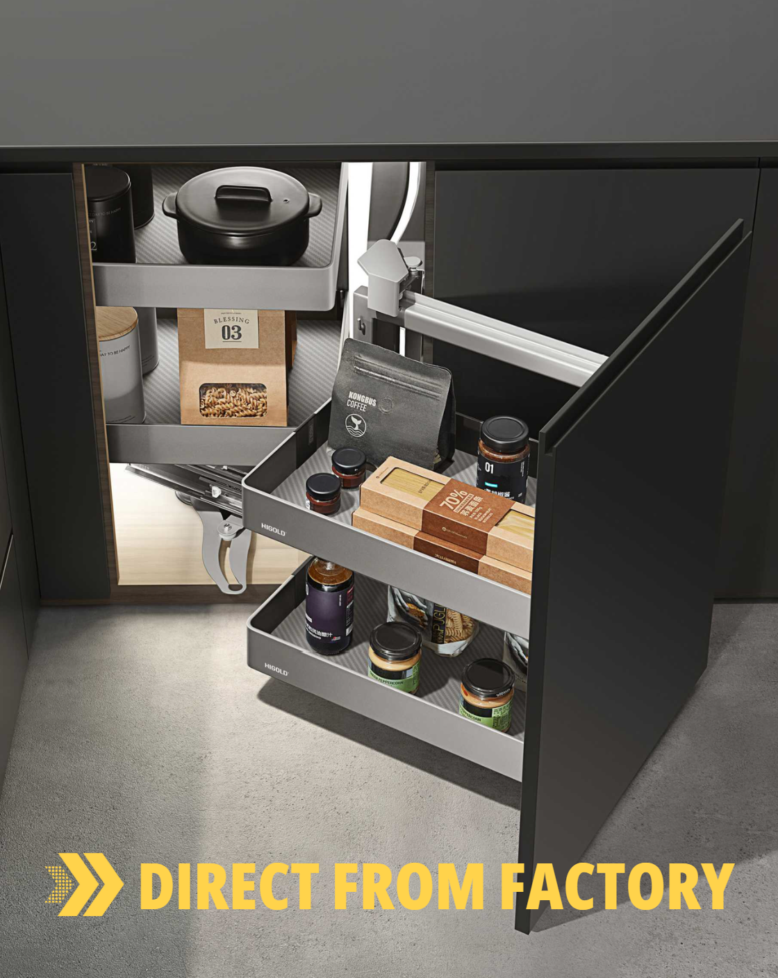【DIRECT FROM FACTORY】Kitchen magic corner basket pull-out 廚柜方型轉角拉籃 | 廚房配件 | 櫥柜  | 拉籃 |