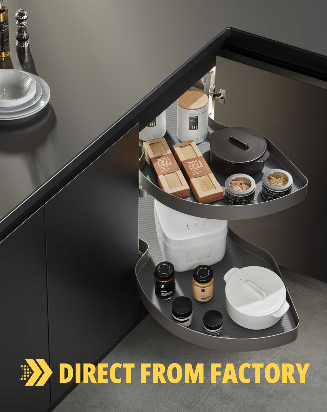 【DIRECT FROM FACTORY】Kitchen Swing Tray 3.0 corner basket pull-out 廚柜飛碟型轉角拉籃 | 廚房配件 | 櫥柜  | 拉籃 |