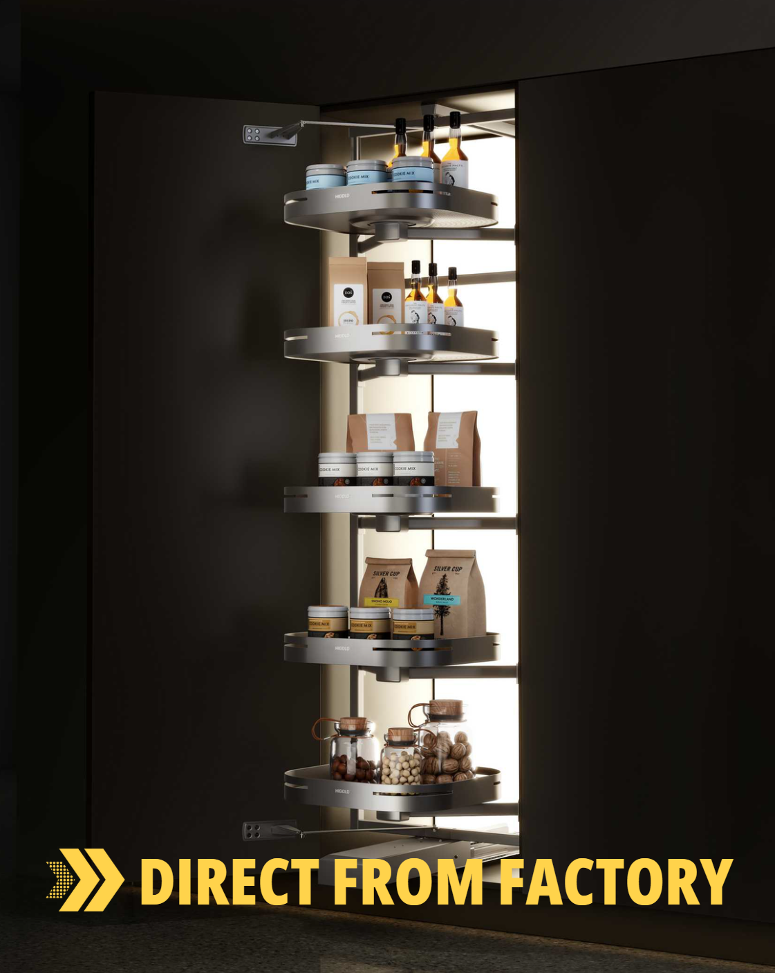 【DIRECT FROM FACTORY】Kitchen Tourbillion Rotate Tall Swing Pull-out basket 廚柜開門式儲物高身拉籃 | 廚房配件 | 櫥柜  | 拉籃 |