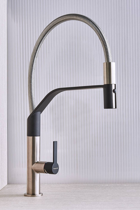 FOSTER MILANELLO Single lever mixer tap with rotating barrel and flexible shower | Made in Italy |