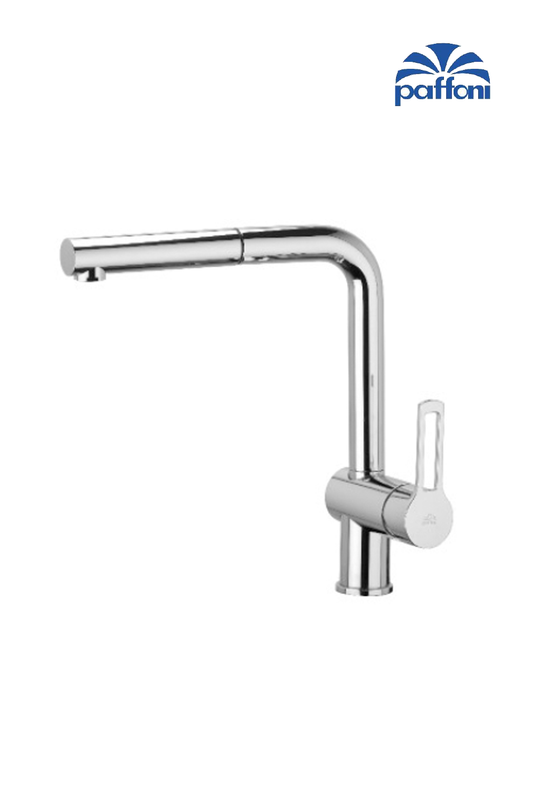 Paffoni RIN185 RINGO-WEST one-hole sink mixer with pull-out spout | Made in Italy |