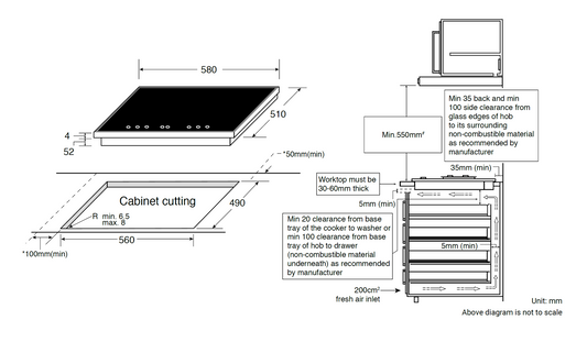 Whirlpool ACM865 580mm 3-Zone Induction Hob | Made in Italy |