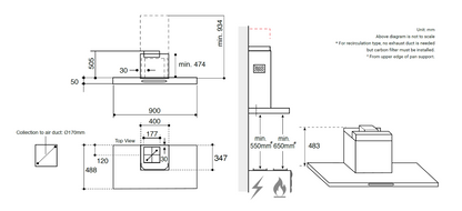 Whirlpool AKR5101/IX 900mm Chimney hood 1,200m3/hr