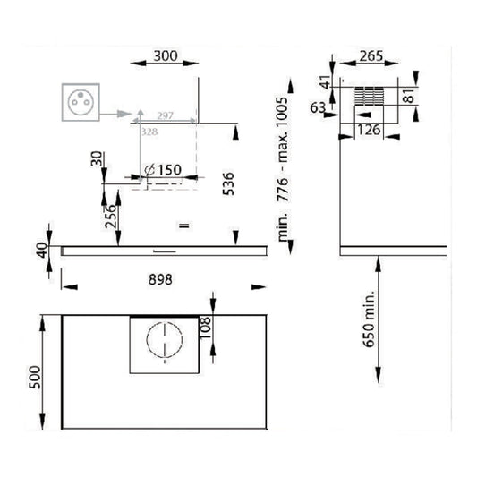 ROBLIN Atrium 900 毫米壁掛式抽油煙機 |法國製造 |