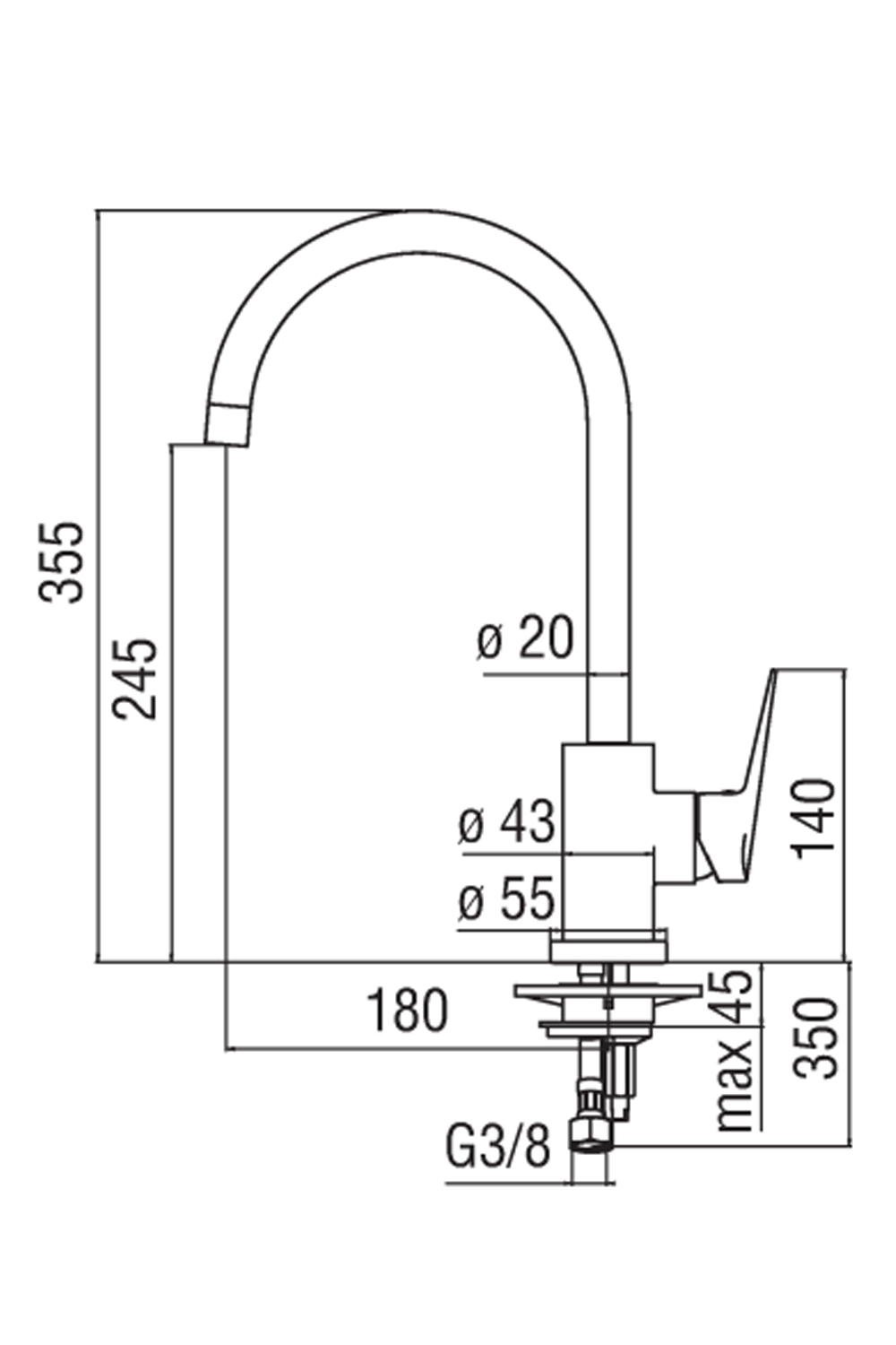 NOBILI BLUES 單把手廚房水槽龍頭 BS101133CR |意大利製造 |