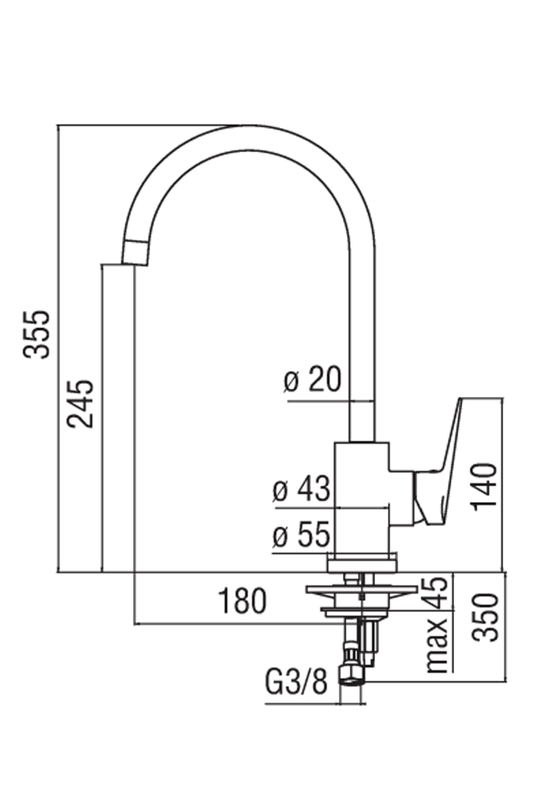 NOBILI BLUES 單把手廚房水槽龍頭 BS101133CR |意大利製造 |