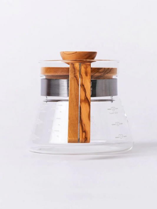 【HARIO】橄欖木耐熱玻璃咖啡分享餅Olive Wood Coffee Server VCWN-40-OV |日本製造 |