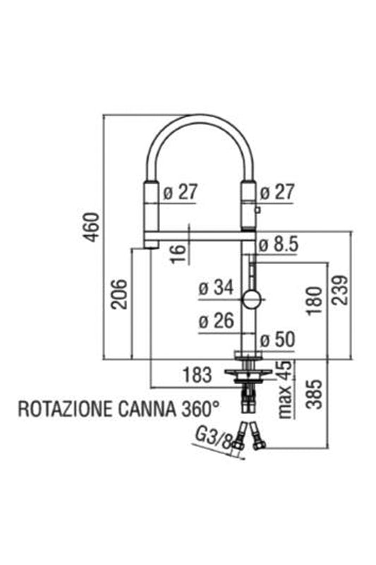 NOBILI MOVE 單把手廚房水槽龍頭MV92300/50CR |意大利製造 |