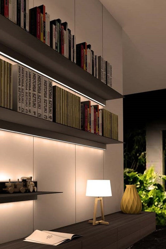 LED Light hanging shelf with leather cover 牆面懸掛層板 連LED燈 家居設計