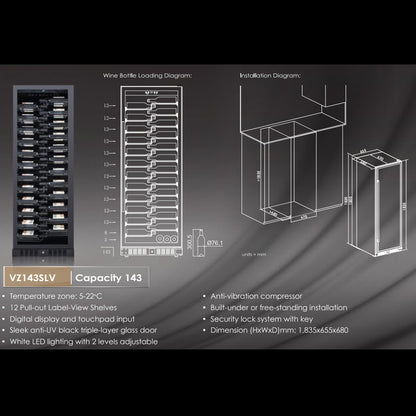 【Vinvautz】143 Bottles Inverter Label View Wine Cellar VZ143VSUG