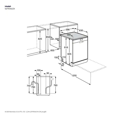 ELECTROLUX ESF9516LOX 600mm(W) 獨立式洗碗機帶 MaxiFlex 獨立式洗碗機 |廚房電器 |家電 | 