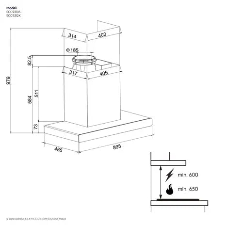 Electrolux ECC9310S 900mm(W) Chimney Hood, s/s , metal oil cup 煙囱式 油盃抽油煙機 | 廚房電器 | 家電 |