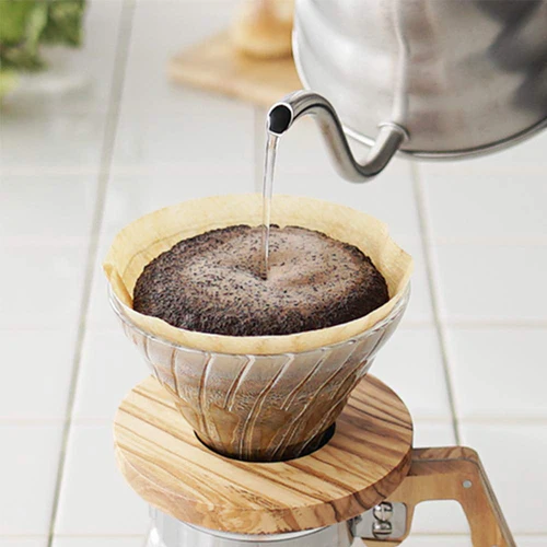HARIO | V60 橄欖木 耐熱玻璃咖啡濾杯 Olive Wood Glass Coffee Dripper | Made in Japan