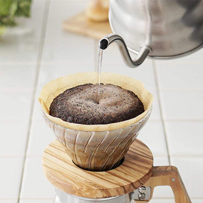 HARIO | V60 橄欖木 耐熱玻璃咖啡濾杯 Olive Wood Glass Coffee Dripper | Made in Japan