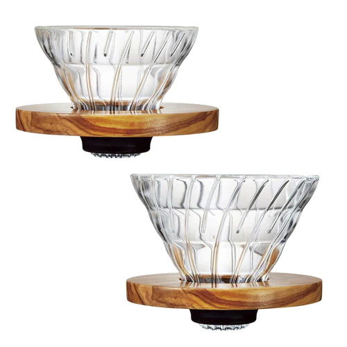 【HARIO】V60 橄欖木 耐熱玻璃咖啡濾杯 Olive Wood Glass Dripper | Made in Japan |